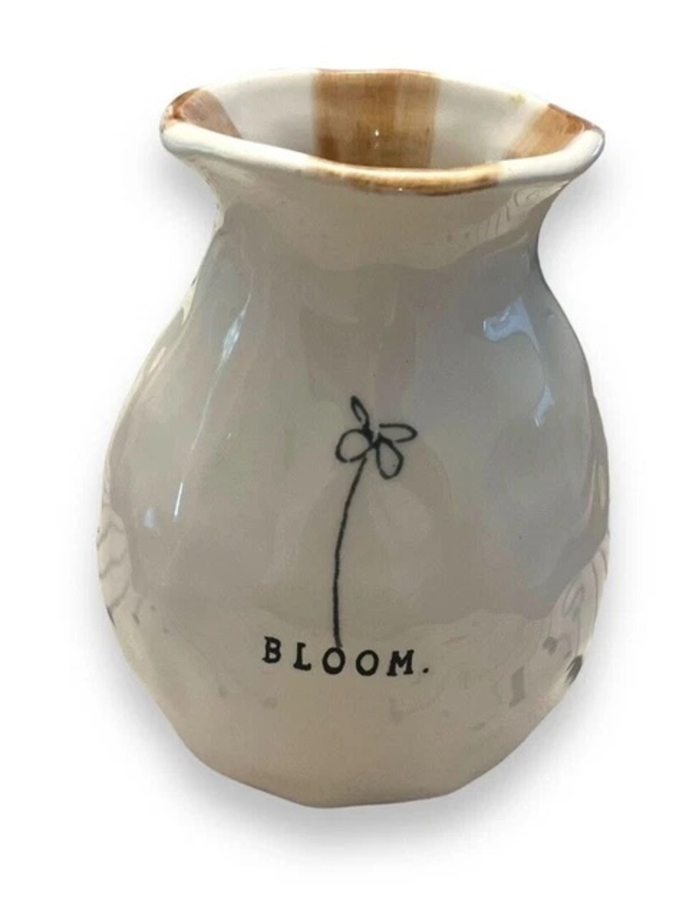 Rae Dunn Cream and Brown 'BLOOM.' Small Ceramic Vase